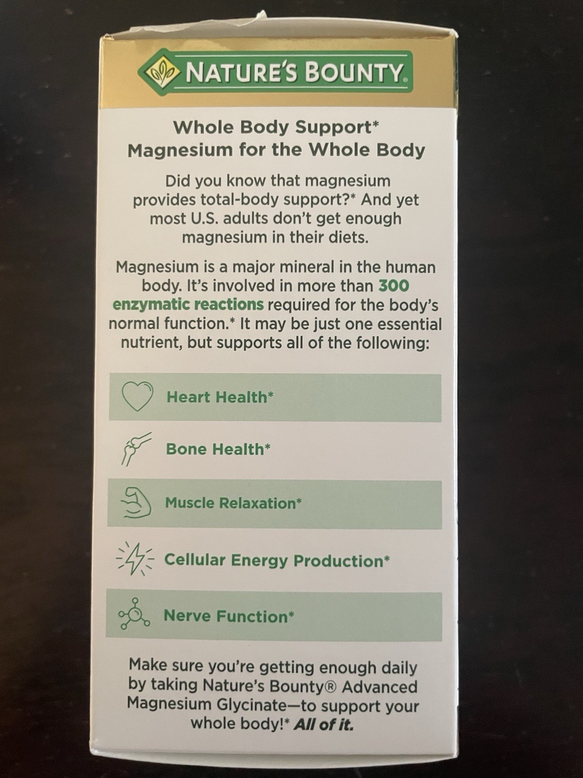 Nature’s Bounty Advanced Magnesium Glycinate 360mg 90 Capsules Non-GMO