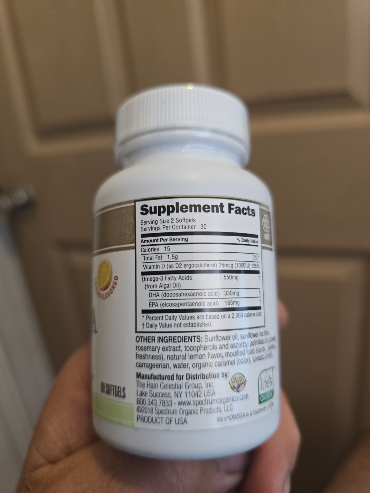Spectrum Essentials Vegan Ultra OMEGA 3 Softgels, 60-Pack, EPA DHA, 550mg