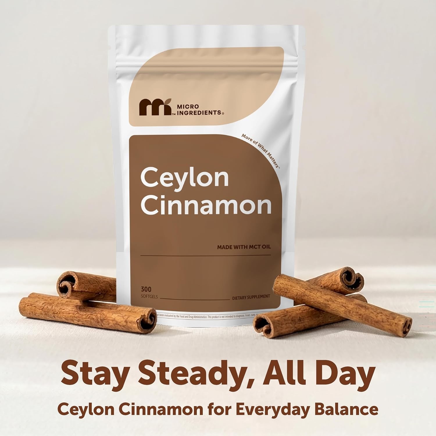 Ceylon Cinnamon 7,200Mg Equivalent | 300 Softgels with MCT Oil – New Packaging