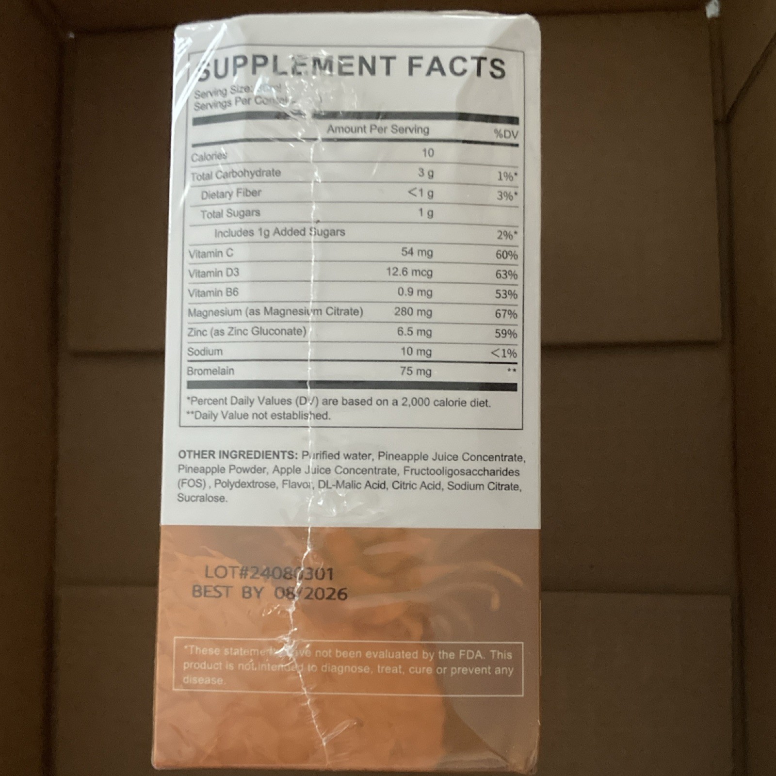 Allwise Magnesium Drink Liquid 280mg Pineapple 10pcs Non-GMO Gluten Dairy Free