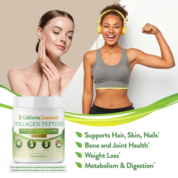BEST RATED Collagen Protein Peptides Bovine Type 1+3 Grass Fed 2 LBS
