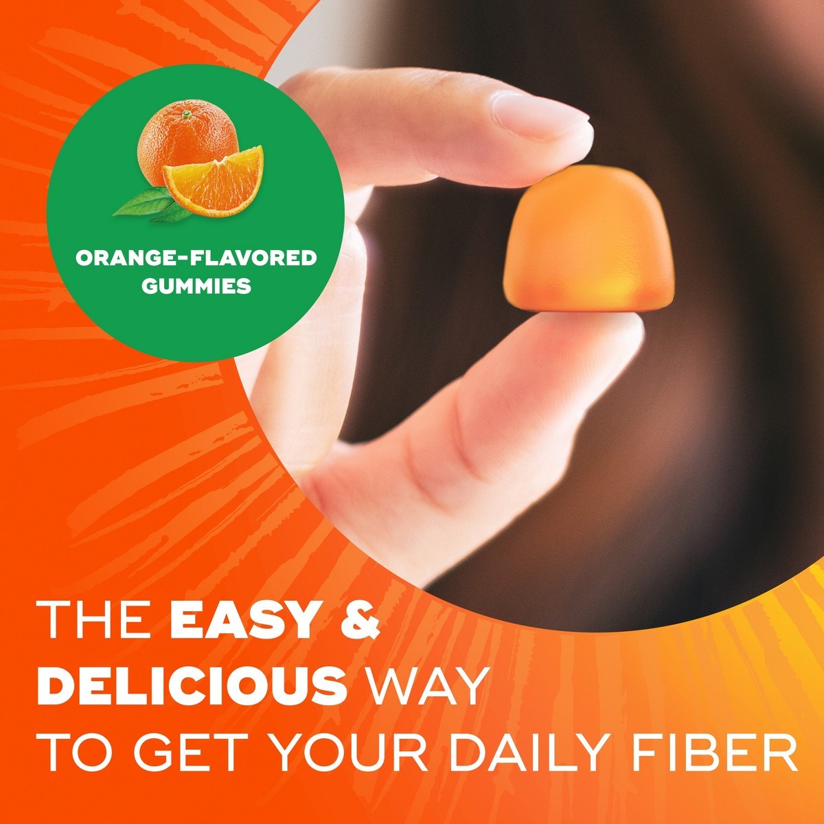 Fiber Supplement No Sugar Added Gummies – Orange – 5g Fiber Per Serving -72ct