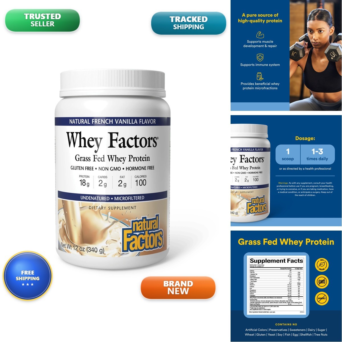Natural Factors Whey Protein Concentrate, French Vanilla, 12 Oz
