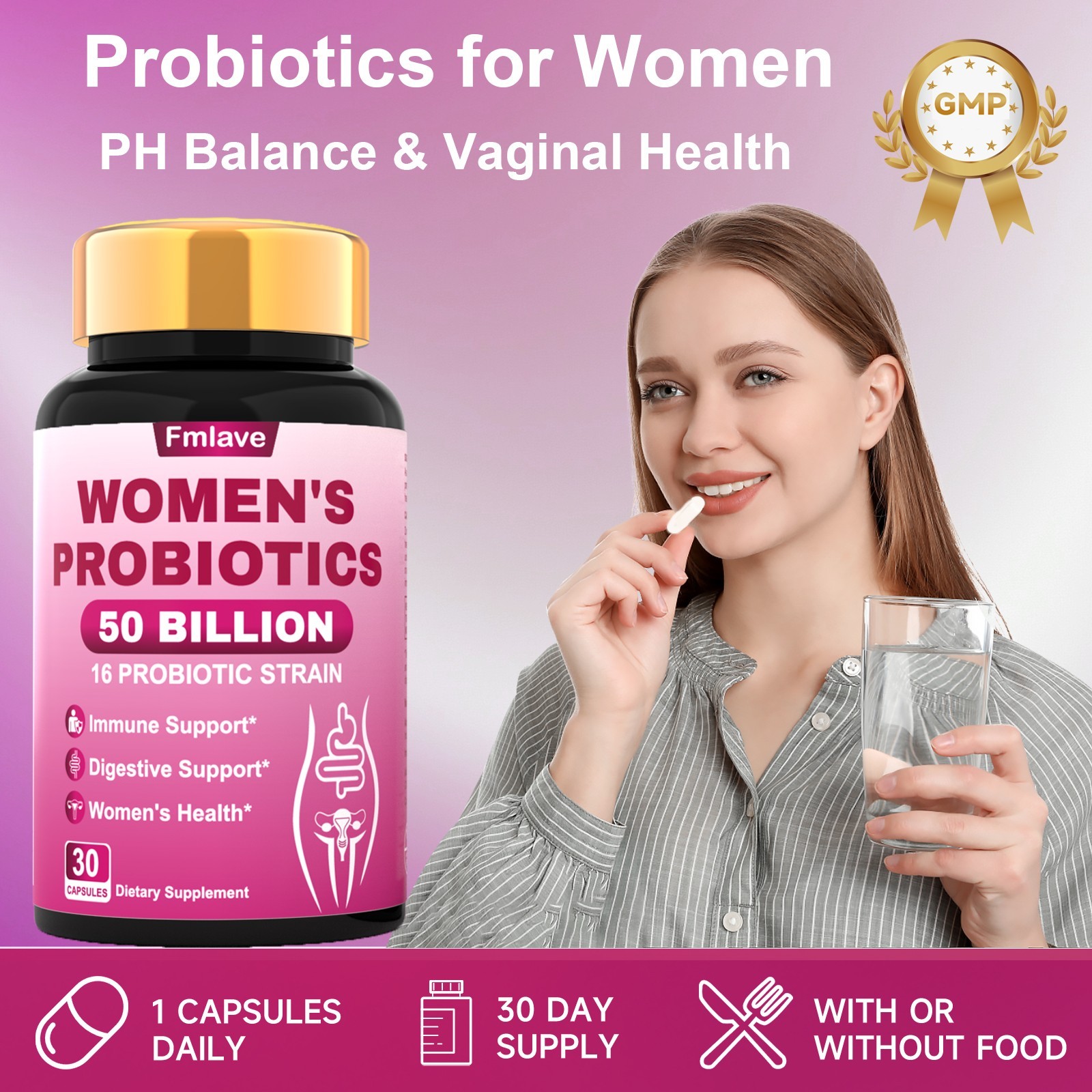 Women’s Probiotics 50 Billion CFU 16 Probiotic Strains Digestive, Vaginal Health