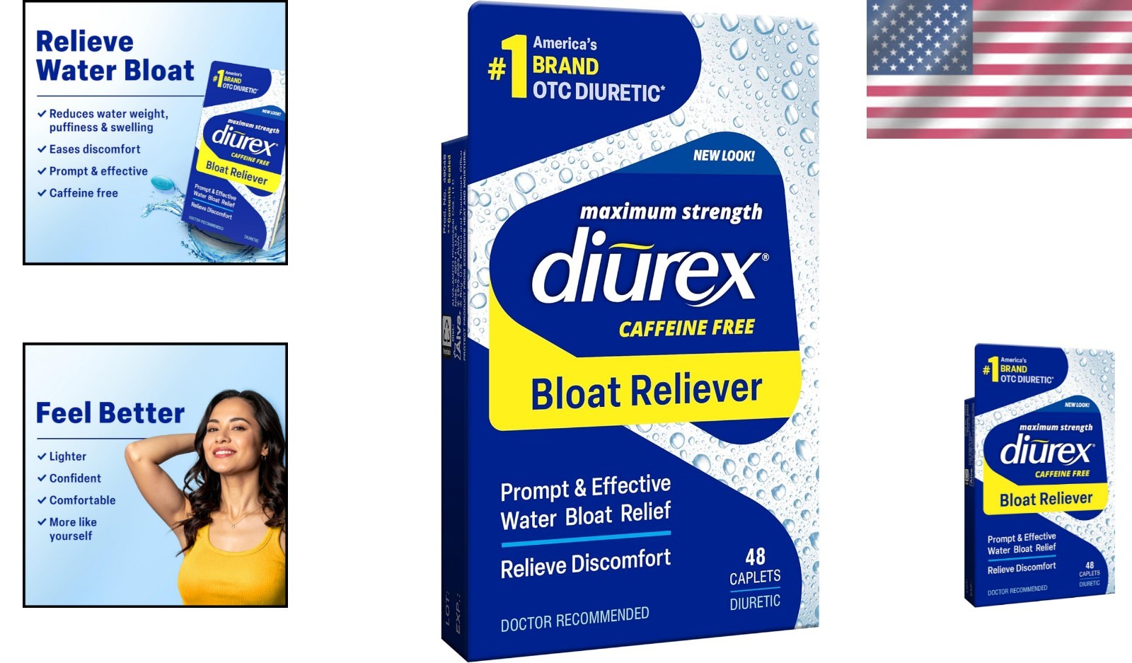Water Pills Diuretic Bloat Relief Weight Loss Caffeine Free Max 48 Pack