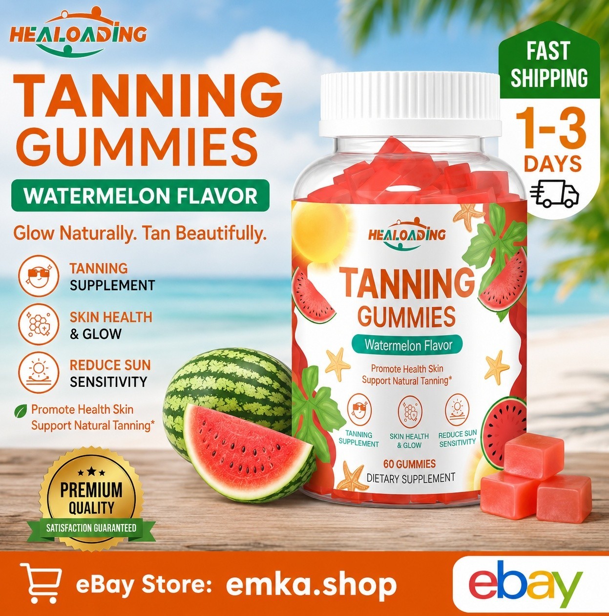 Tanning Gummies for Women & men, Tanning supplement with Astaxanthin, Lycopene &