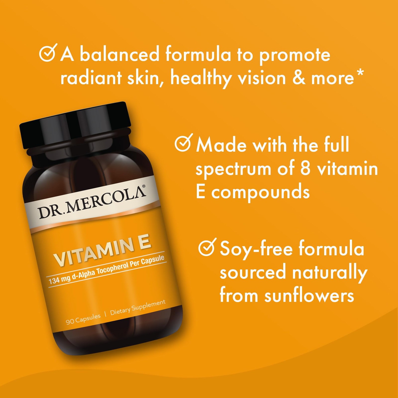 Dr. Mercola Vitamin E 90 Servings 90 Capsules 134 Mg Per Capsule Dietary