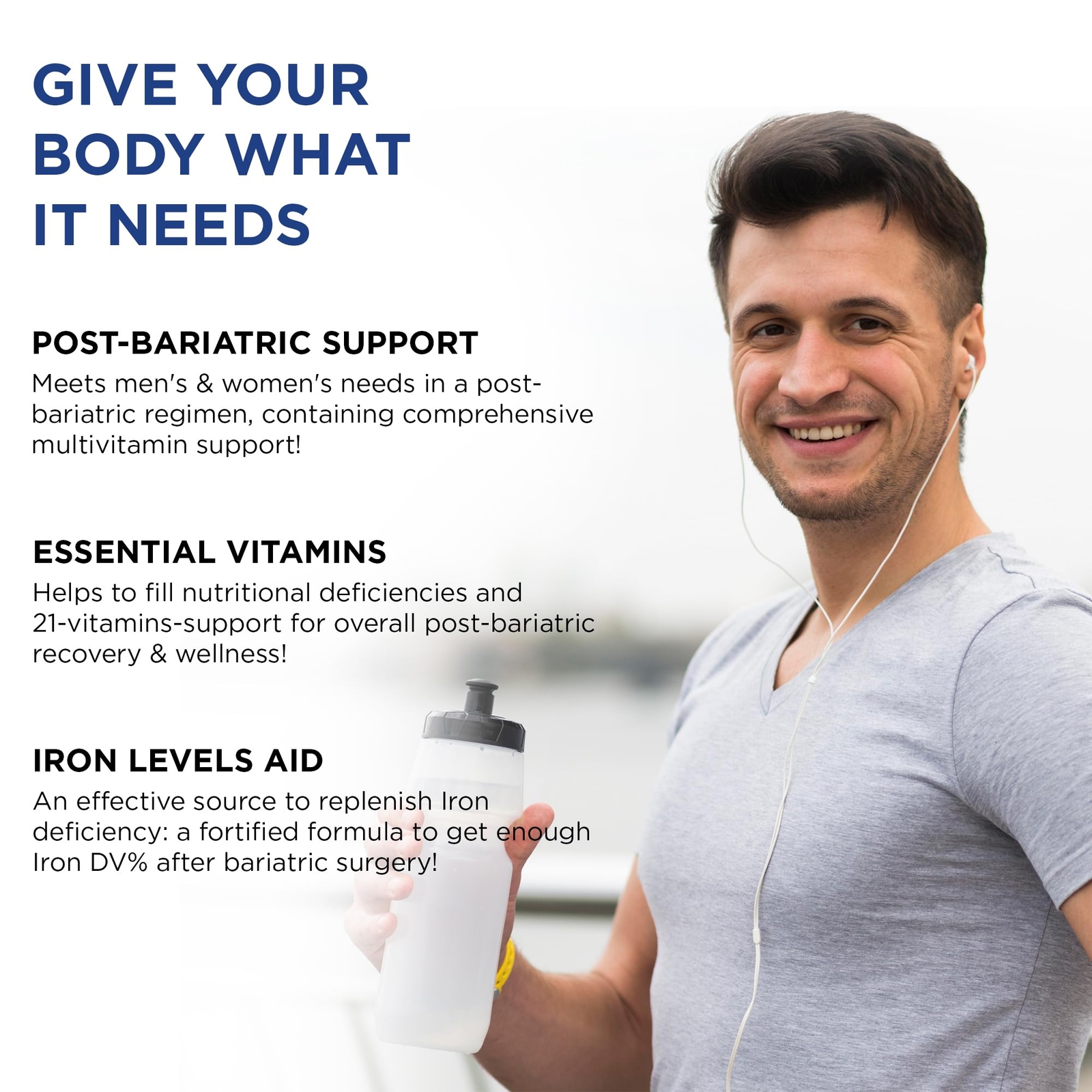Bariatric Multivitamin with Iron 120 Capsules Women Men Superfood Blend