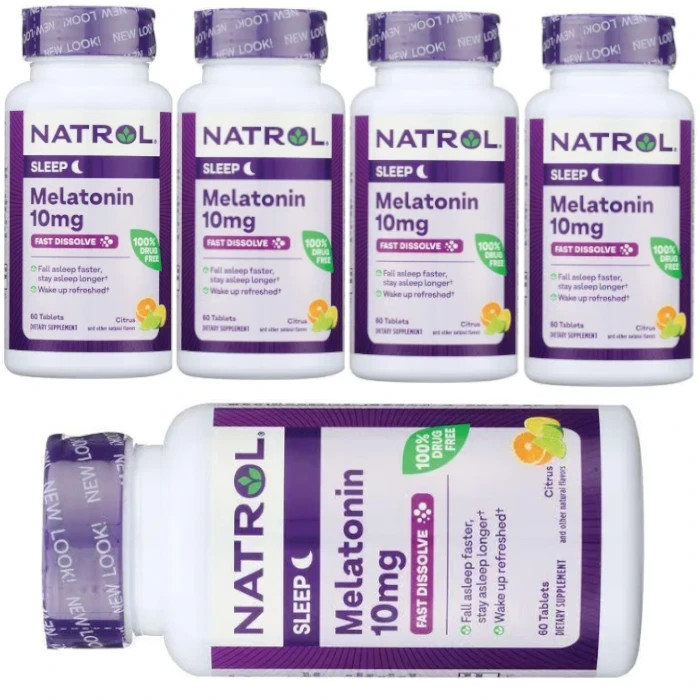 Natrol Melatonin Fast Dissolve (10 mg) Citrus 60 Tabs Each (Pack of 5)