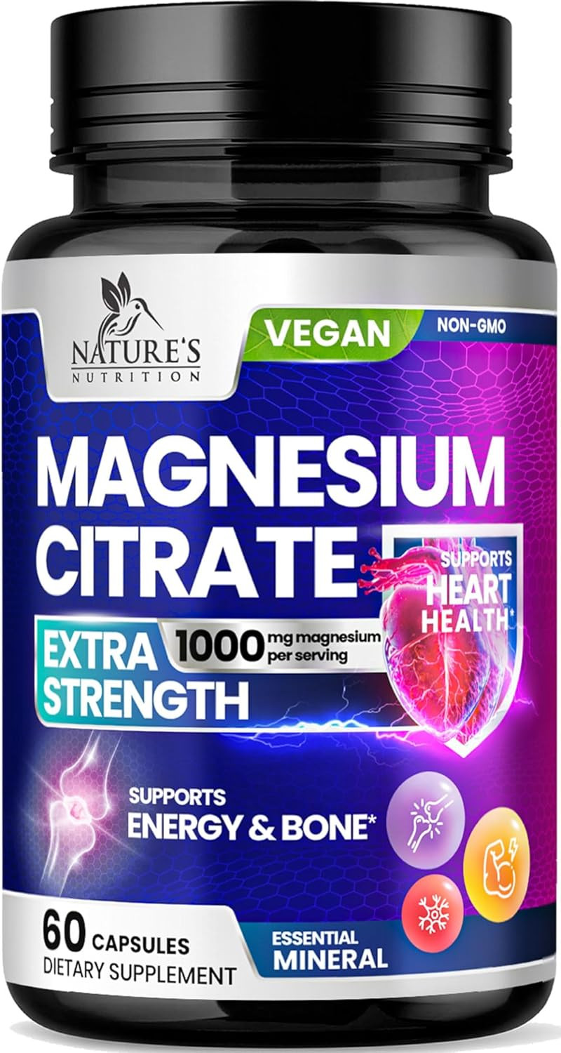 Magnesium Citrate Supplement 1000 Mg for Best Absorption, Supports Bone, Heart H