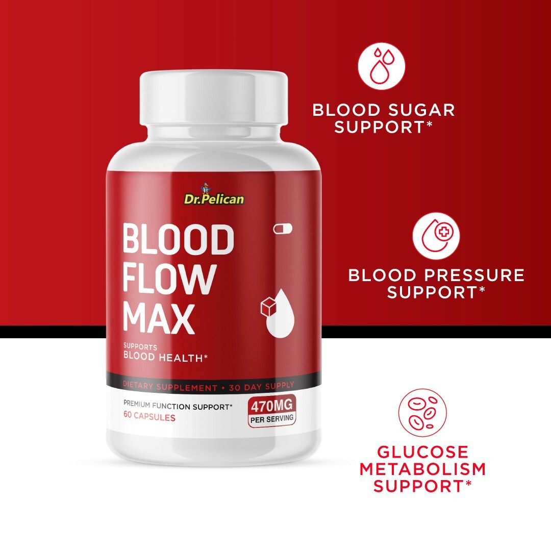 Blood Flow Max- Cardiovascular Health, Blood Pressure & Sugar Support-2 Bottles