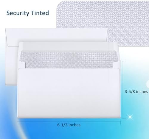 1000 Pack #6-3/4 Security Envelopes Self Seal – 3-5/8 x 6-1/2 Inch White Busines
