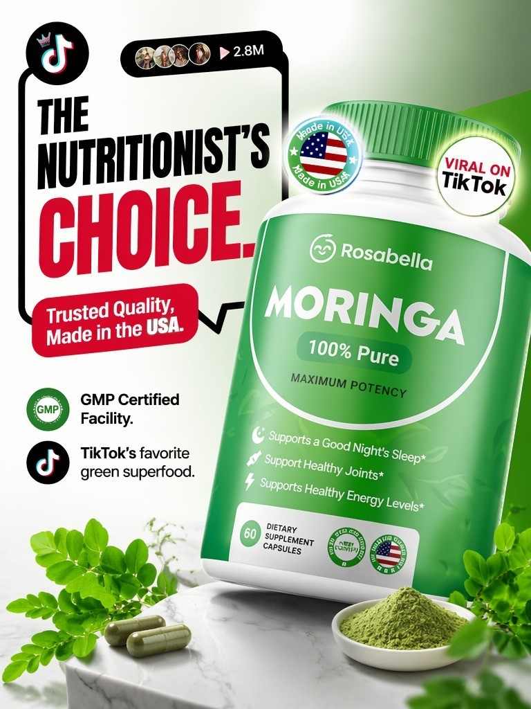 Rosabella Organic Moringa 800 mg 2-Pack HerbalWellness Digestive Support Natura