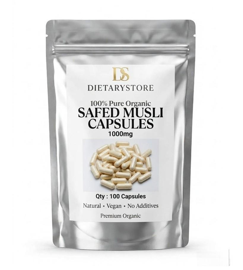 High Strength Safed Musli 1000mg Pure Chlorophytum Borivilianum (100 Caps)