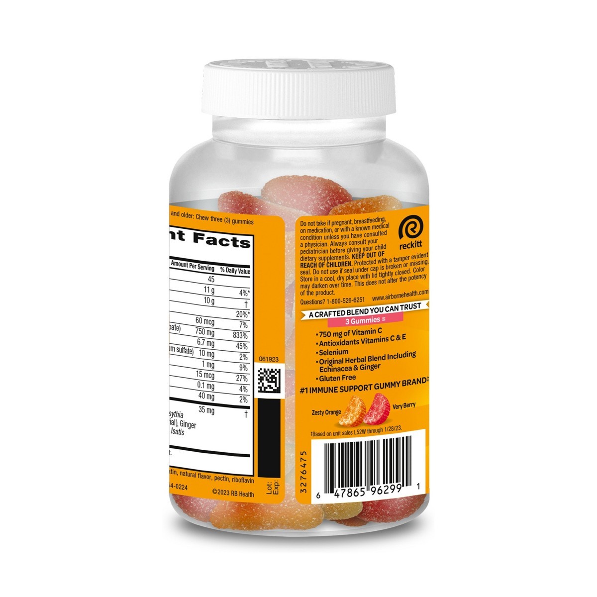 Airborne Immune Support Gummies with Vitamin C & Zinc – Assorted Fruit – 63ct