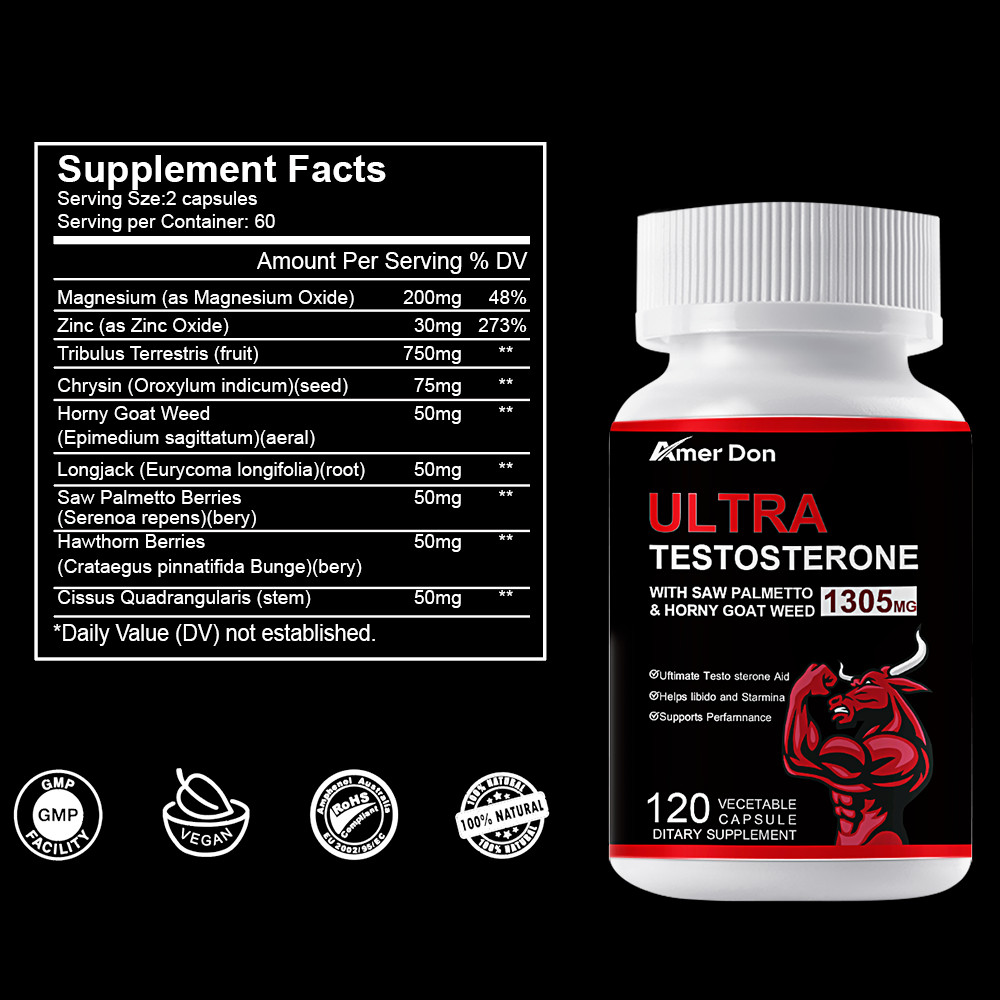 ULTRA Testosteron Booster Supplement for Men, Energy & Endurance, Muscle Gain