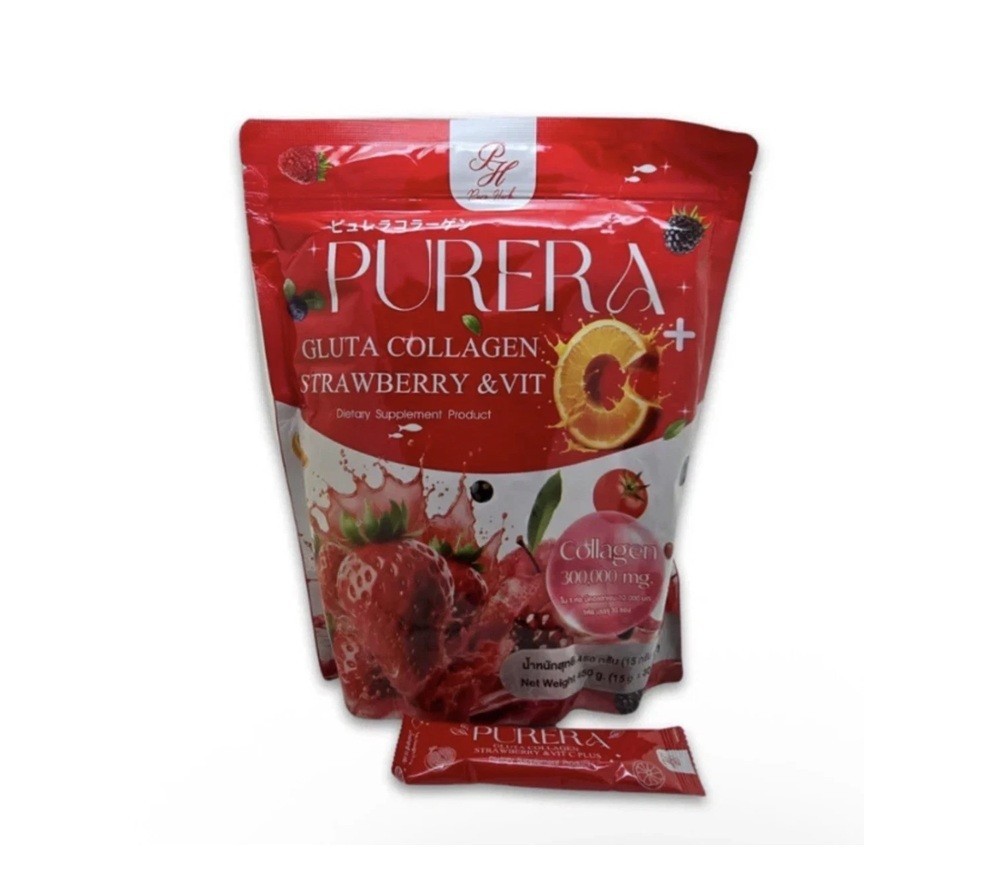 Purera Gluta Collagen Strawberry Vit C Skin Glutathione Collagen