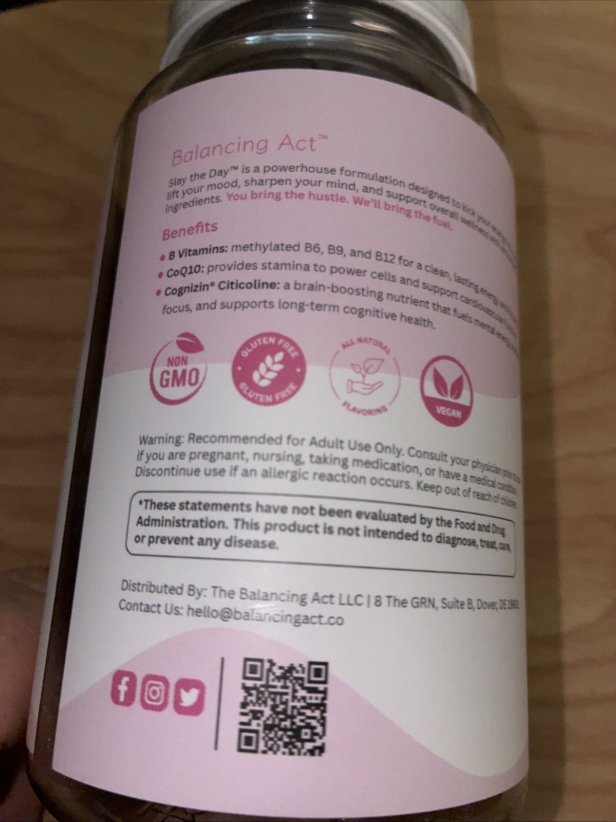 Balancing Act Slay The Day Energy Vitamin B12 Gummies CoQ10 Cognizin Citicoline