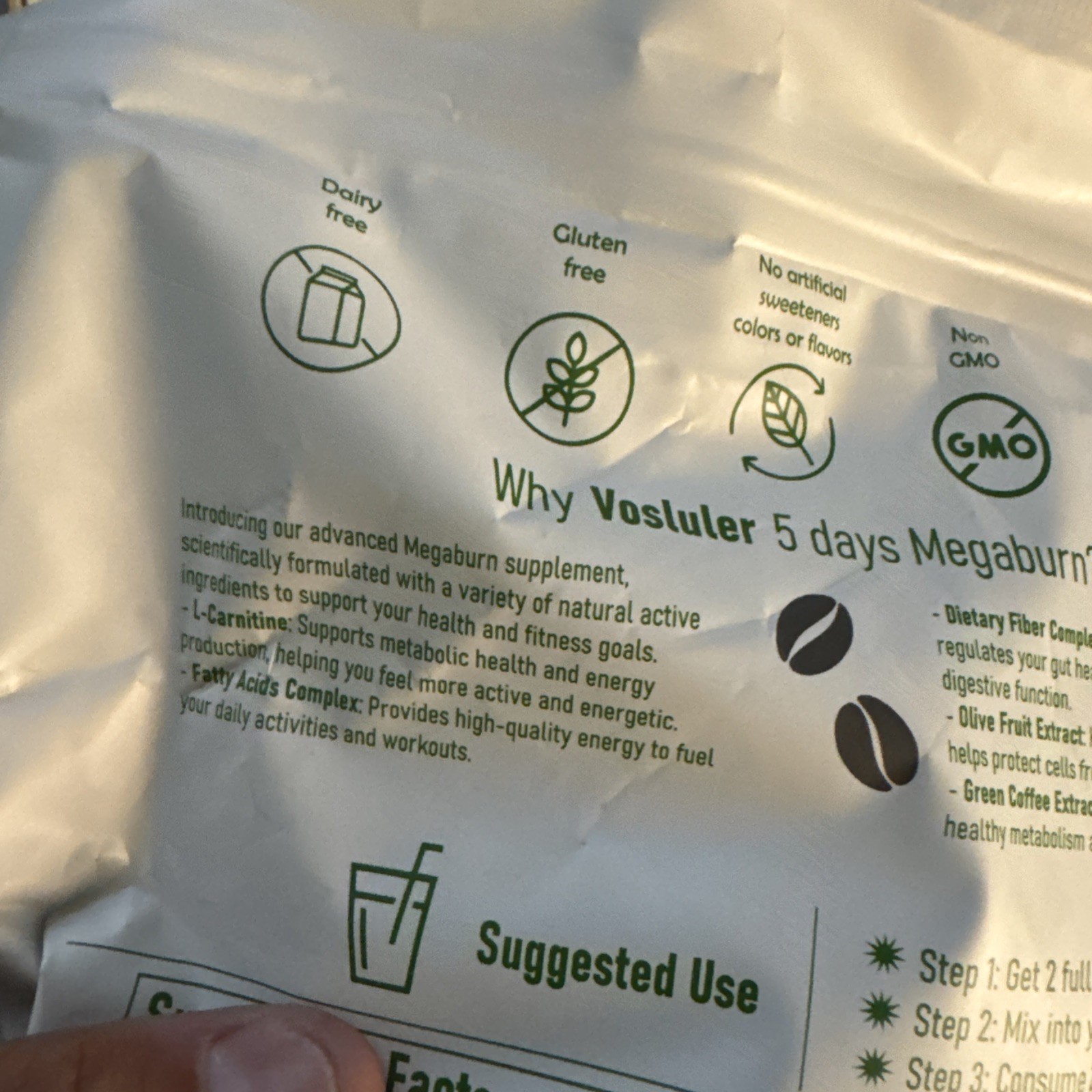 LOT OF 5 BAGS ! Vosluler FIVE DAYS MEGABURN Healthy Physique FIVE ONE LB BAGS!