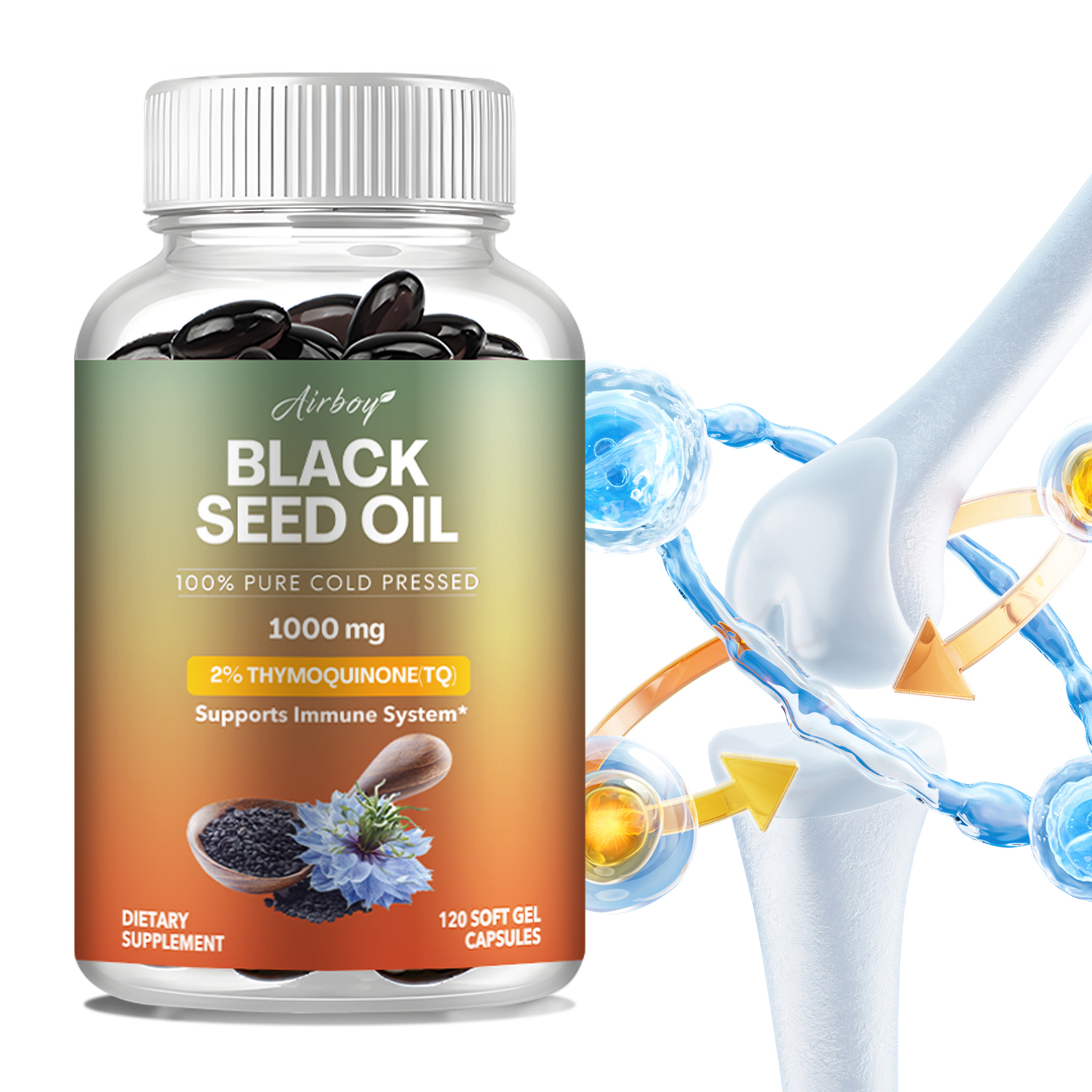 Black Seed Oil Capsules – Promotes Maintain Healthy Blood Sugar Levels – Non-GMO