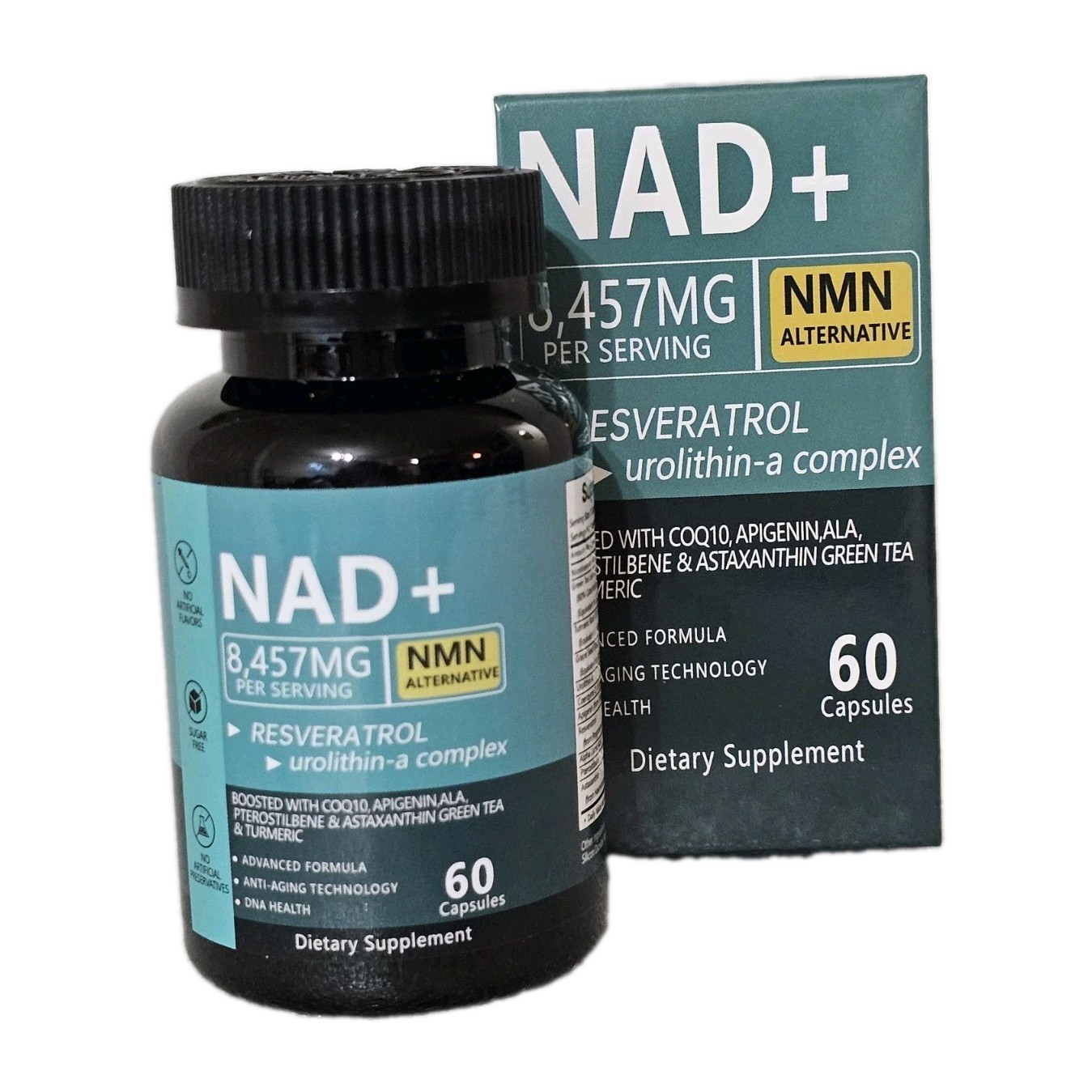 NAD+ MNM Alternative with Resveratrol, Nicotinamide Riboside, Quercetin, 60 Caps