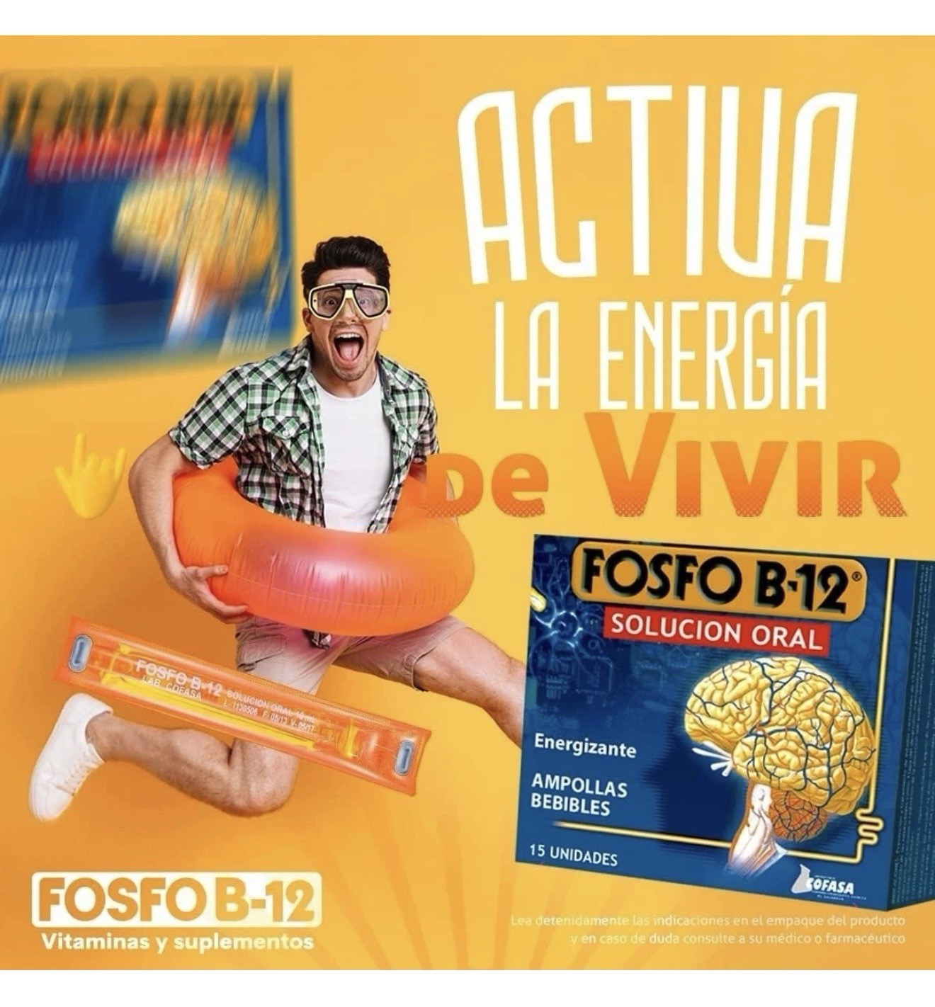FOSFO B-12 Oral Solution BEBIBLE AMPOLLA (Qty:15 In the Box) -Boxed/En caja