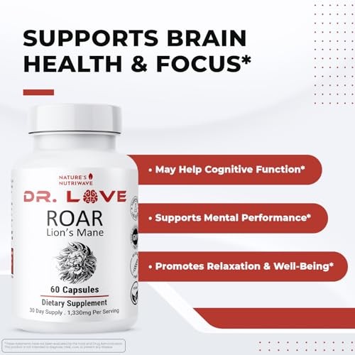 Nature’s NutriWave Dr. Love Roar Lion’s Mane Supplement, 60 Capsules