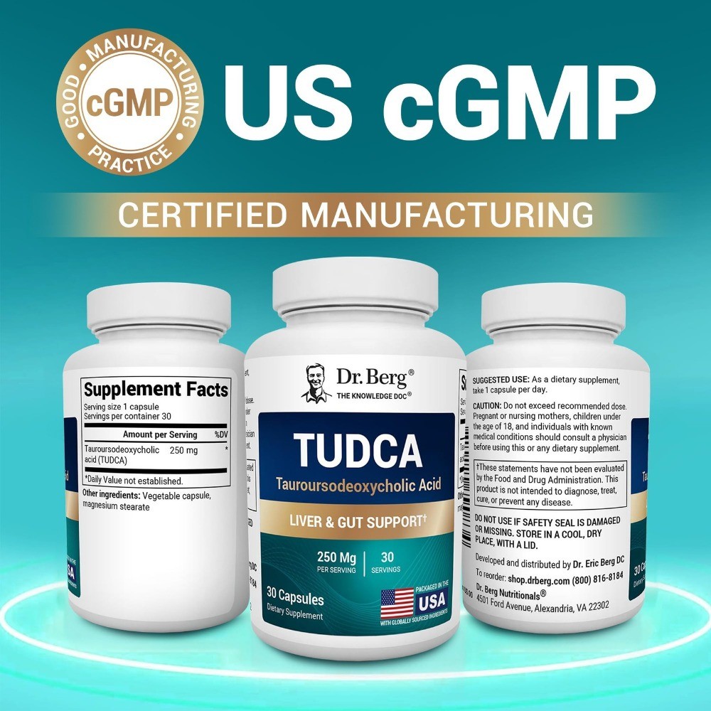 Dr. Berg TUDCA Supplement Tauroursodeoxycholic Acid Powerful Formula 30 capsules