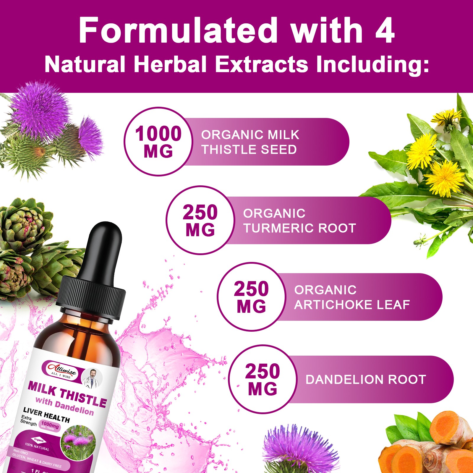 Liver Detox and Cleanse Liquid Drop Extra Strength Milk Thistle Seed Extract