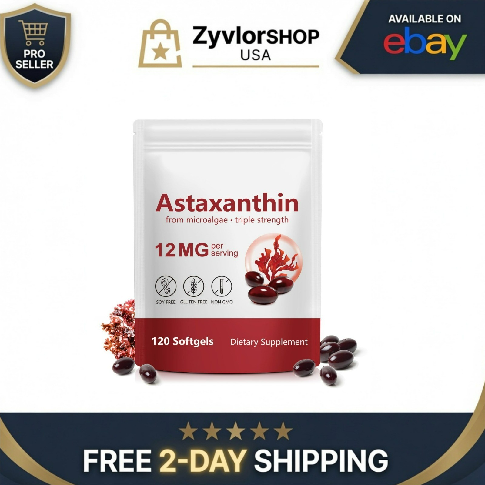 Astaxanthin 12mg 120 Softgels – Antioxidant Supplement for Health