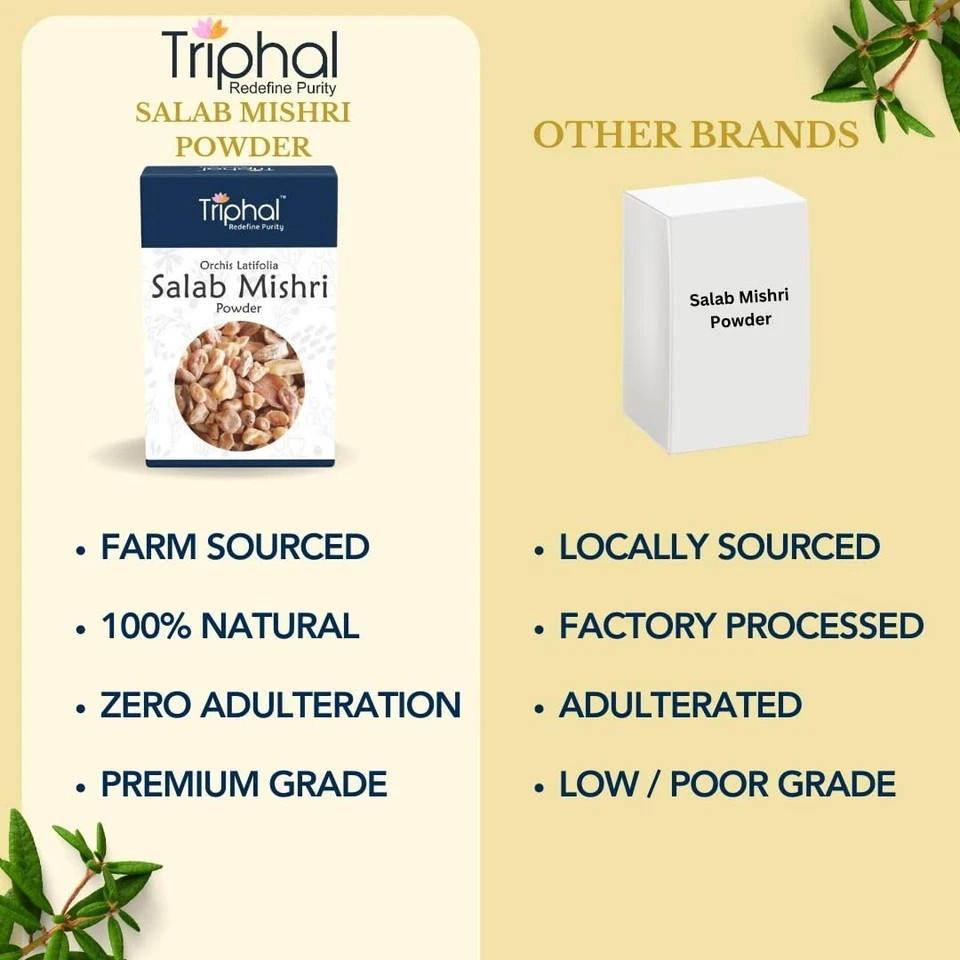 TRIPHAL Salab Mishri Powder/Salam Misri Churna, Original Herb Powder 10 gm
