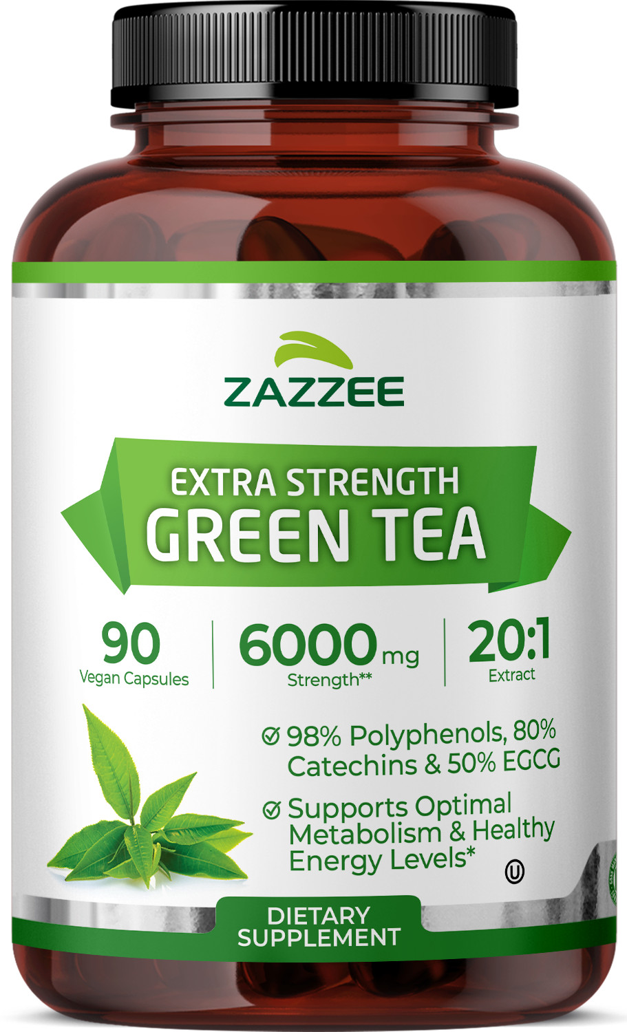 Zazzee Extra Strength Green Tea 20:1 Extract, 6000 mg Strength, 50% EGCG
