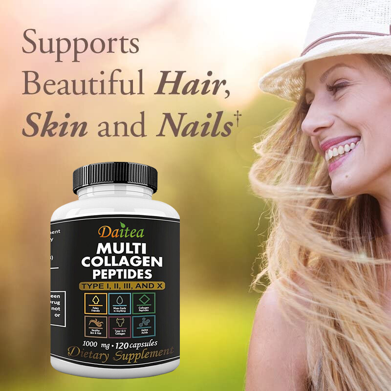 Multi Collagen Peptide 120 Capsules Hydrolyzed Protein Peptide Type I,II,III,V,X
