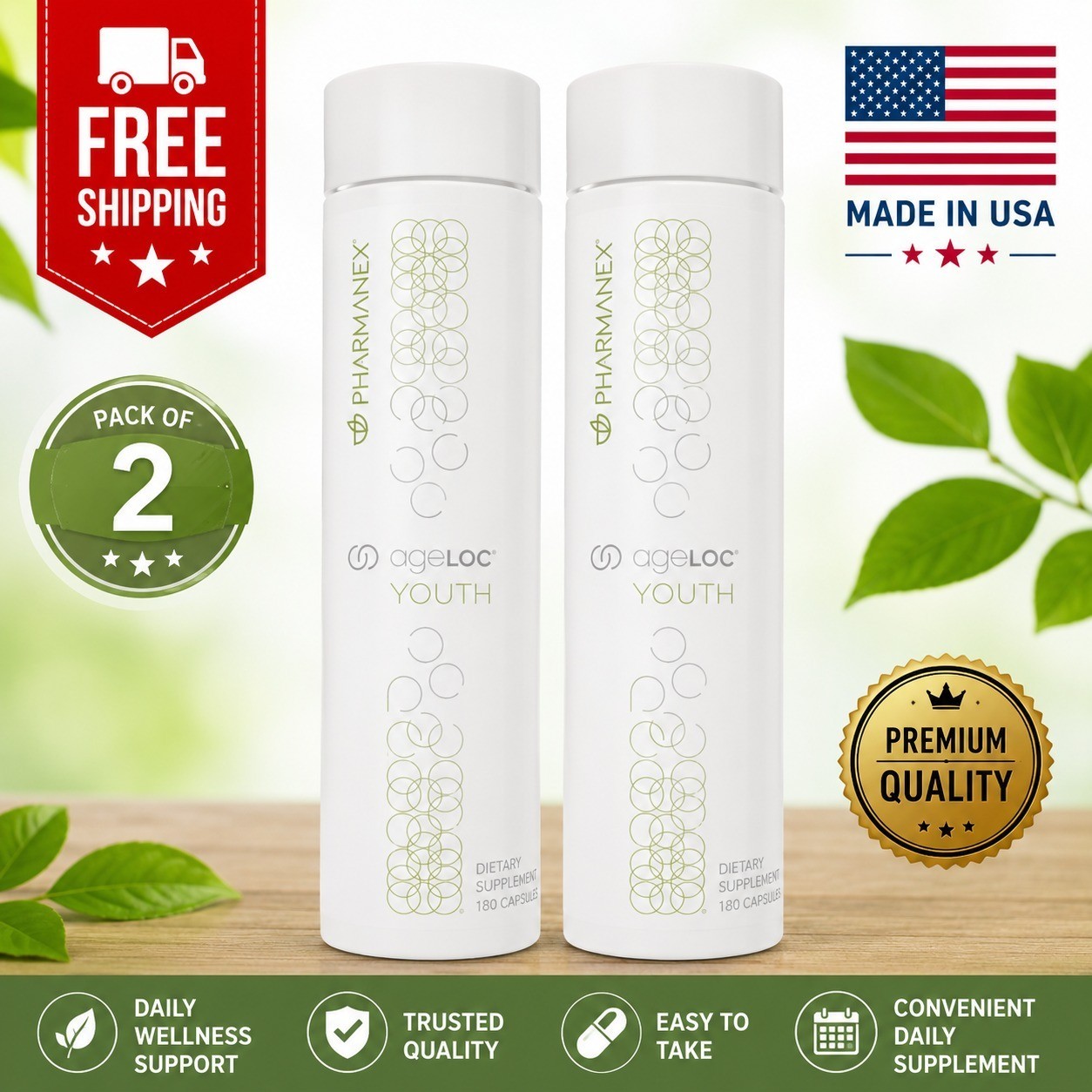 2 PACK Nu Skin Pharmanex ageLOC Youth 120 Softgels Anti-Aging New 2028