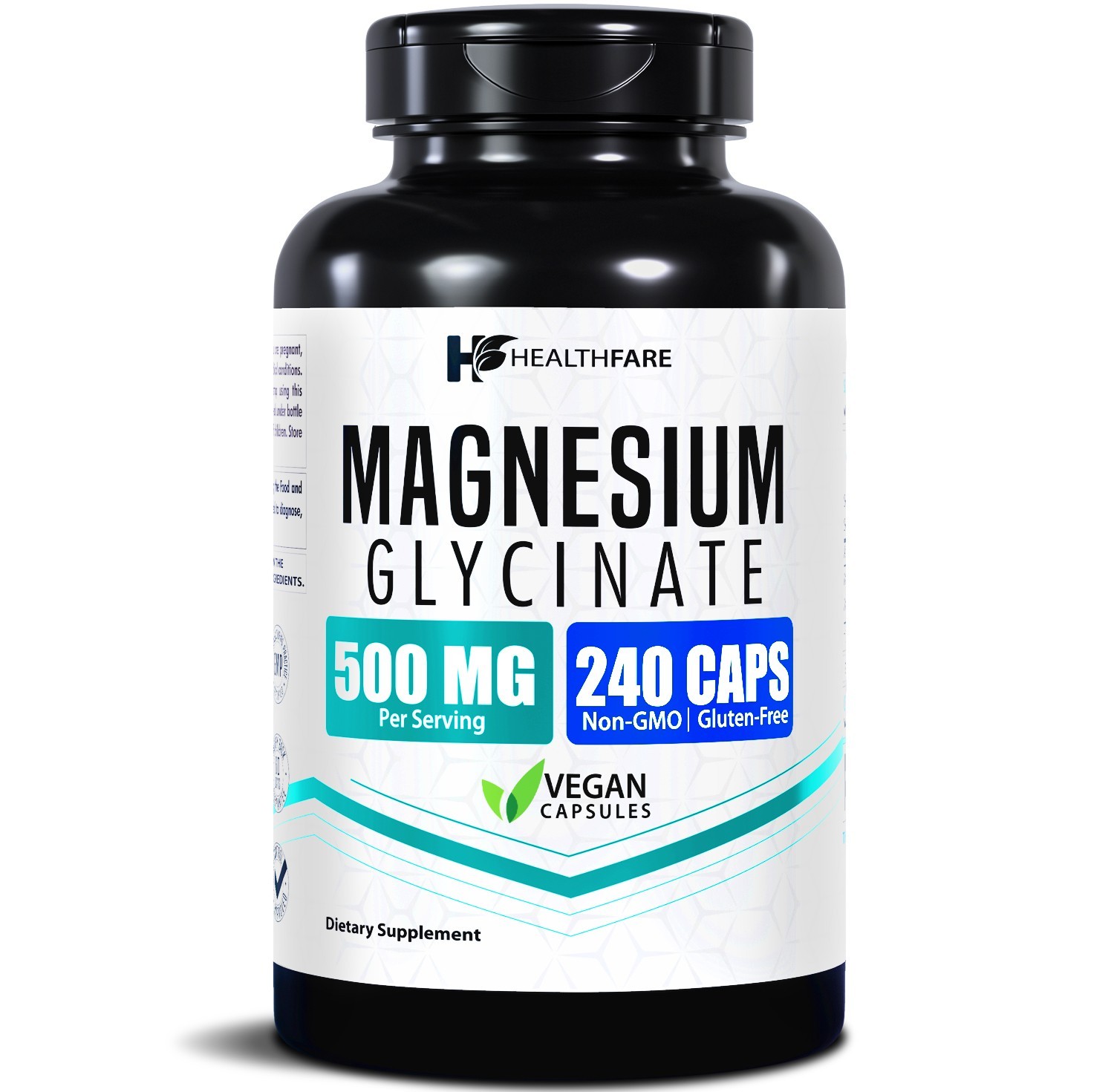 HealthFare Magnesium Glycinate 500mg 240 Capsules for Calm, Stress, Sleep
