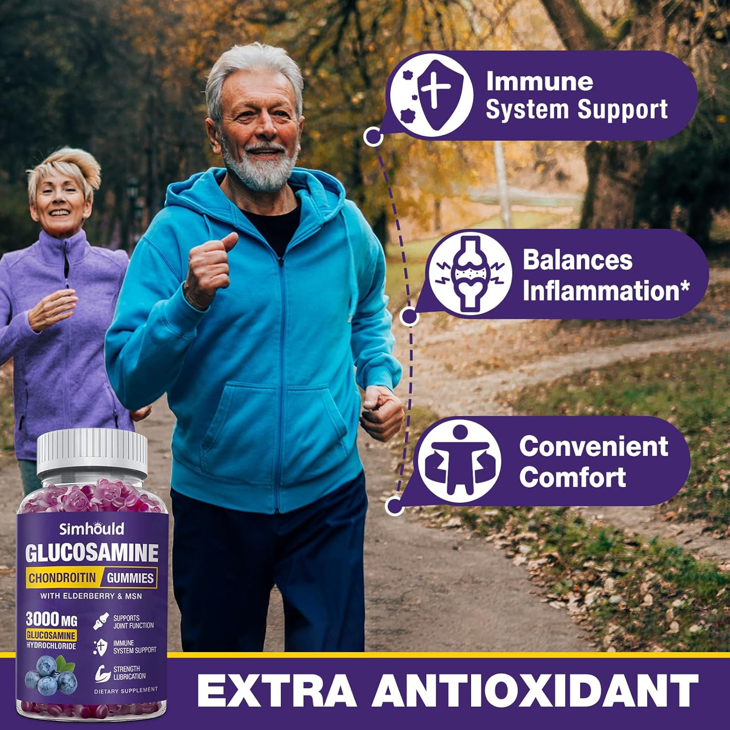 2 Packs Glucosamine Chondroitin Gummies – 3000MG Extra Strength Joint Support…