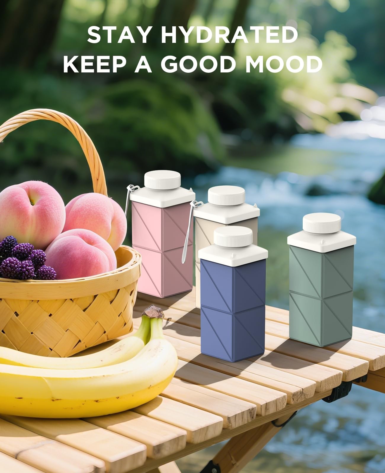 Mefold Collapsible Water Bottles 17.4oz(516ML), 17.4 Ounces, Champagne White