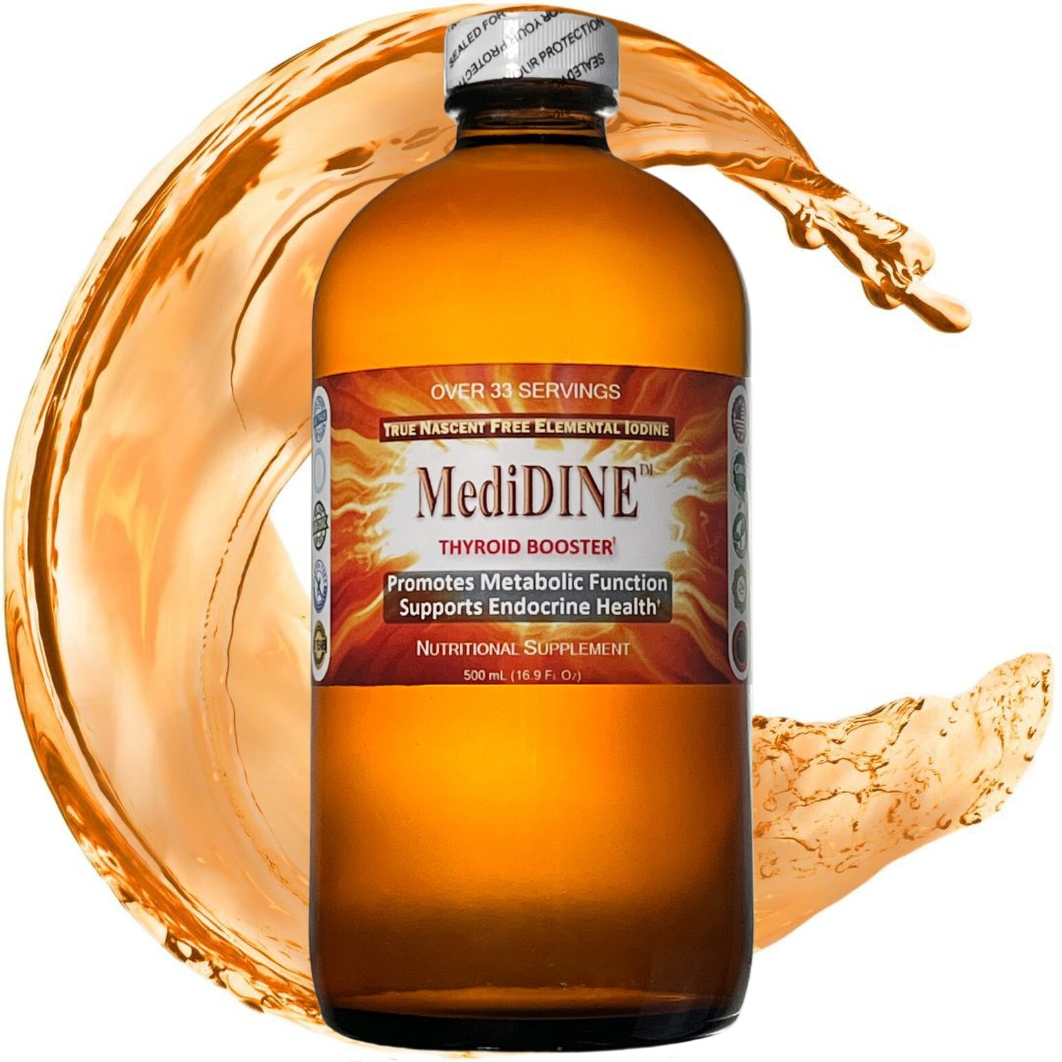 MediDINE™ Thyroid Booster True Nascent Free-Elemental I2 Iodine Nutrient: 500 mL