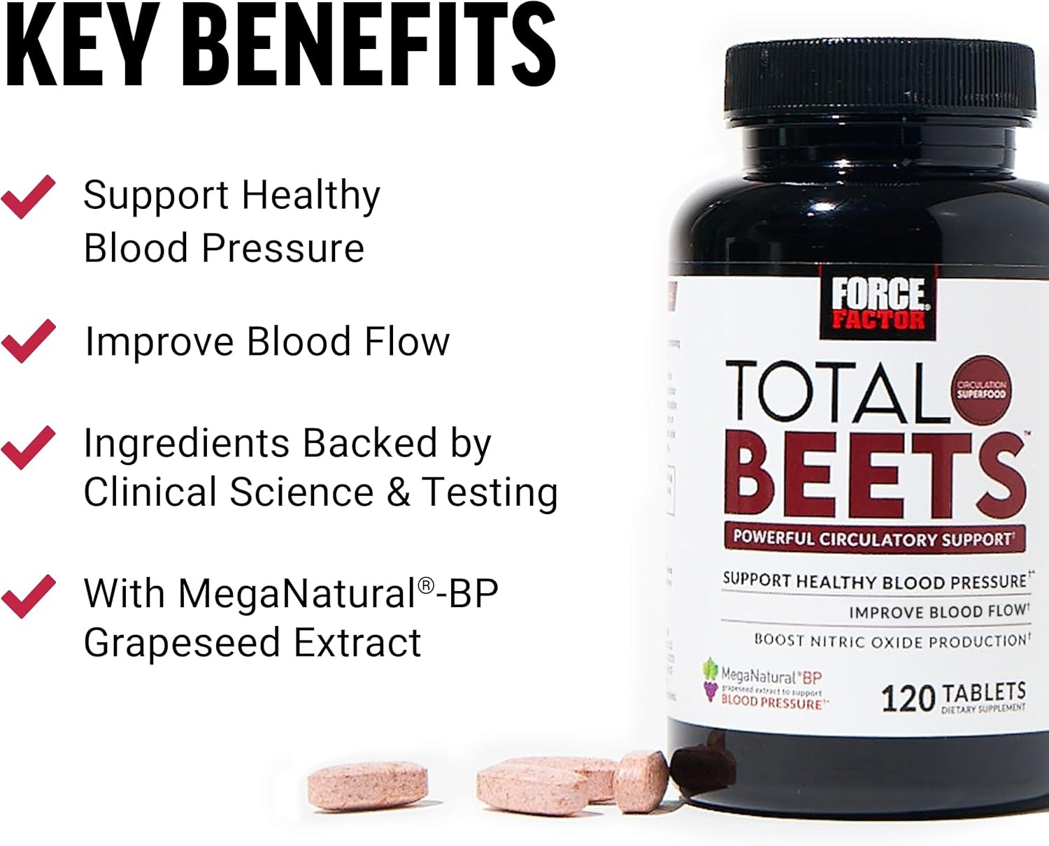 Total Beets Blood Pressure Support with Grape Seed Extract and Non GMO Beet Root