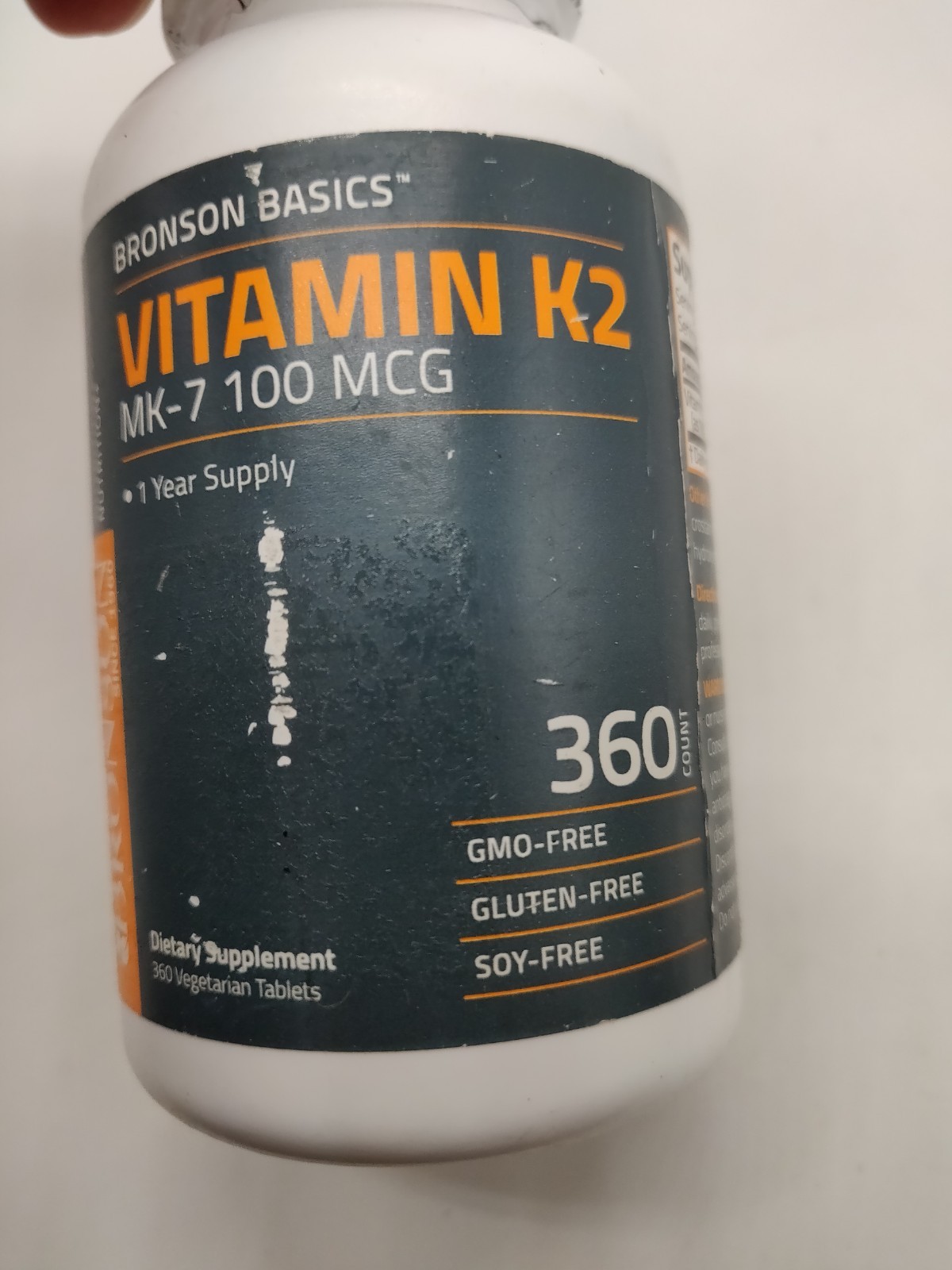 Bronson Basics Vitamin K2 D3 (MK7) Supplement Non-GMO 360 Count Exp 09/2026