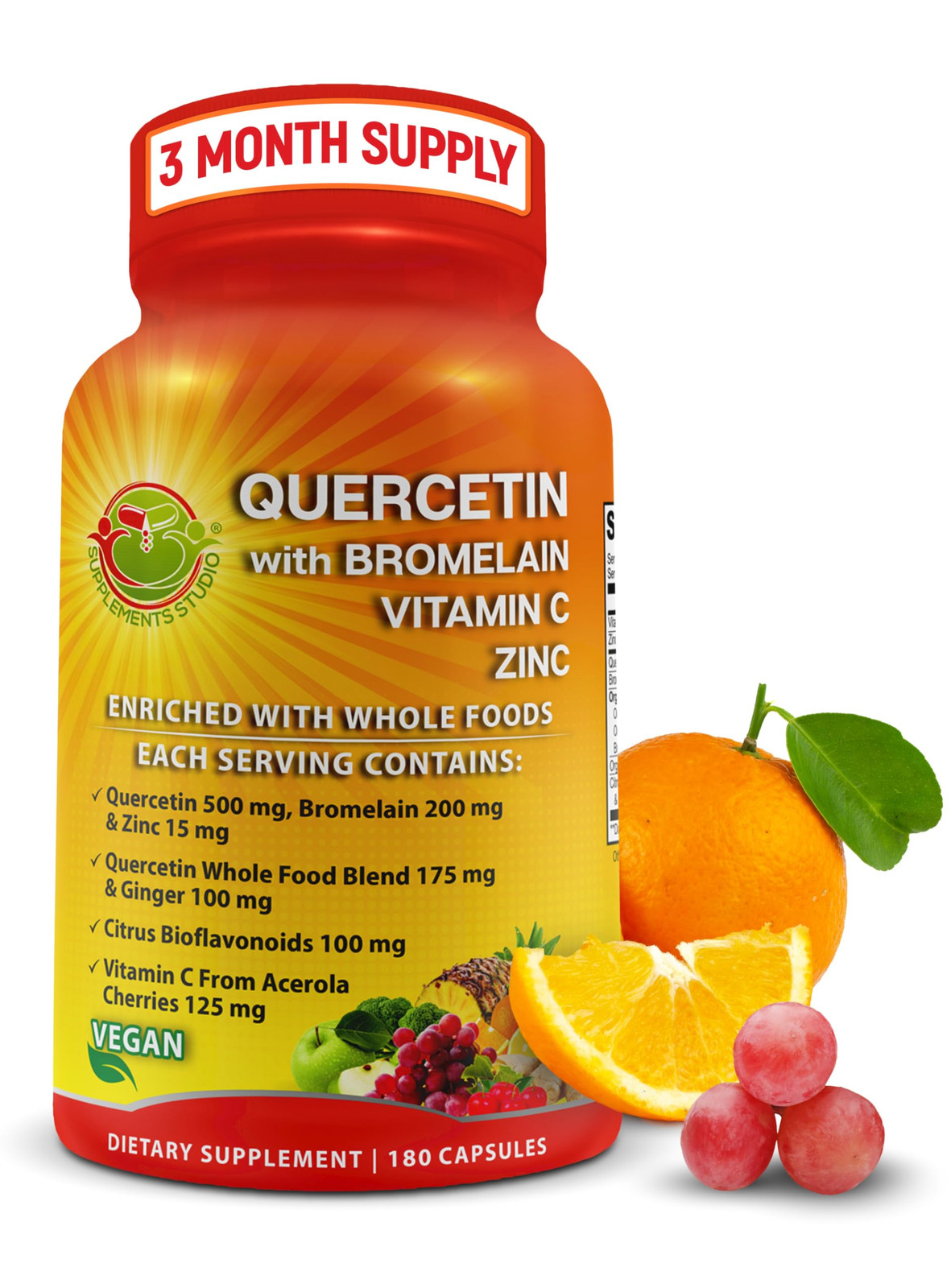 Quercetin with Bromelain Vitamin C and Zinc Enriched with Organic Whole Foods…