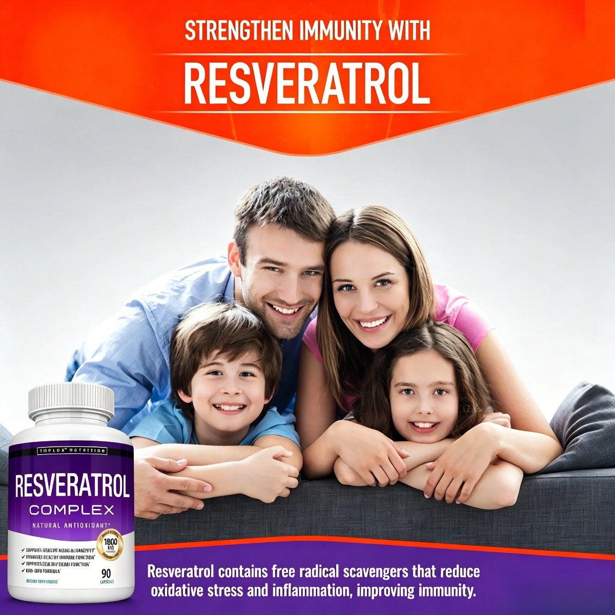 Resveratrol Supplement 1800mg –Antioxidant for Cellular Health & Anti-Aging