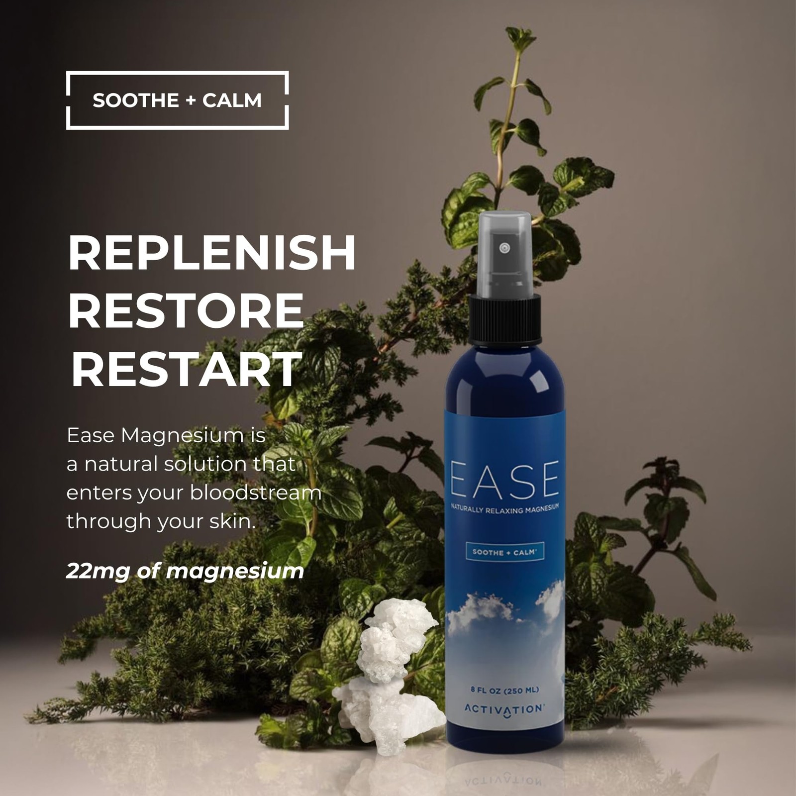 Activation Ease Magnesium Spray | 250 ml | Dead Sea 8 Fl Oz (Pack of 1)