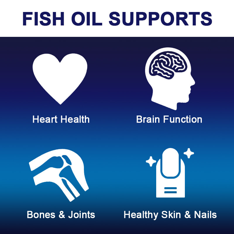 Omega 3 Fish Oil Capsule 1200mg+1000mg , EPA & DHA ,Brain Heart Joint Support