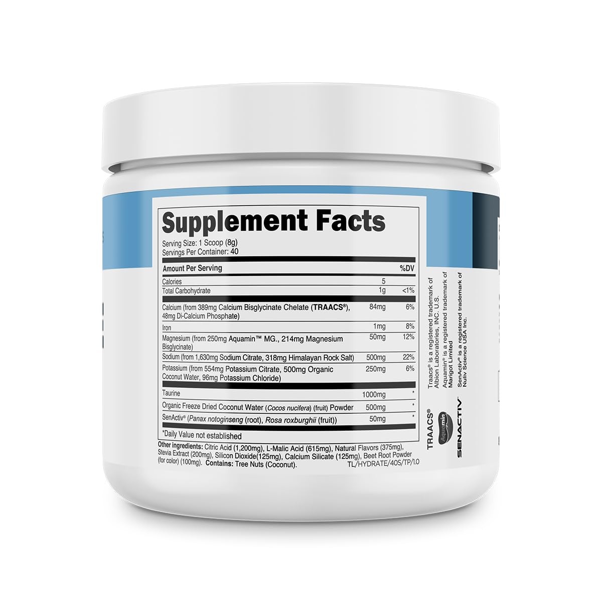 Transparent Labs Hydrate Naturally Sweetened 11.3 Ounce (Pack of 1), No Color