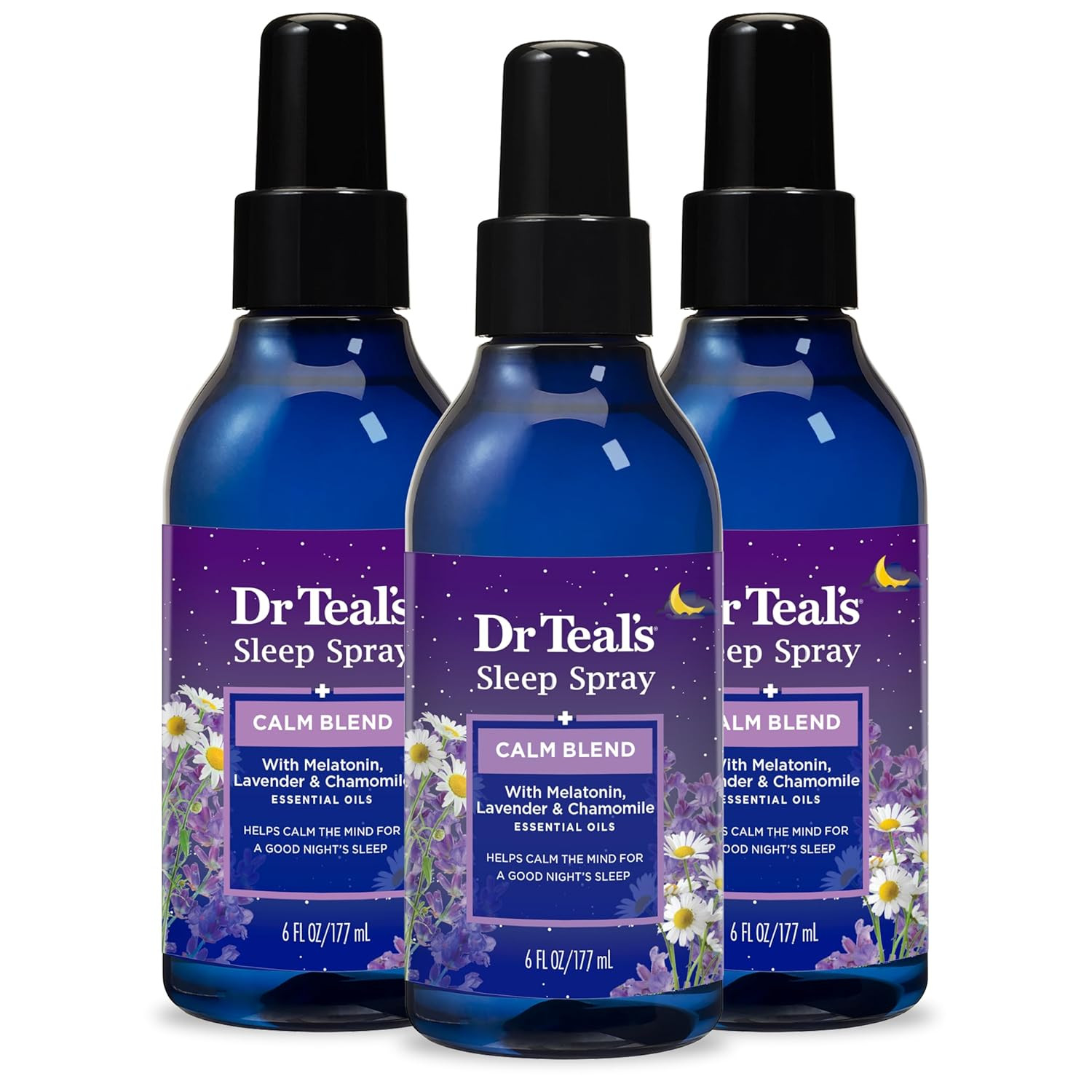 Calm Blend Spray with Melatonin, Lavender & Chamomile, 6 Fl Oz (3-Pack)