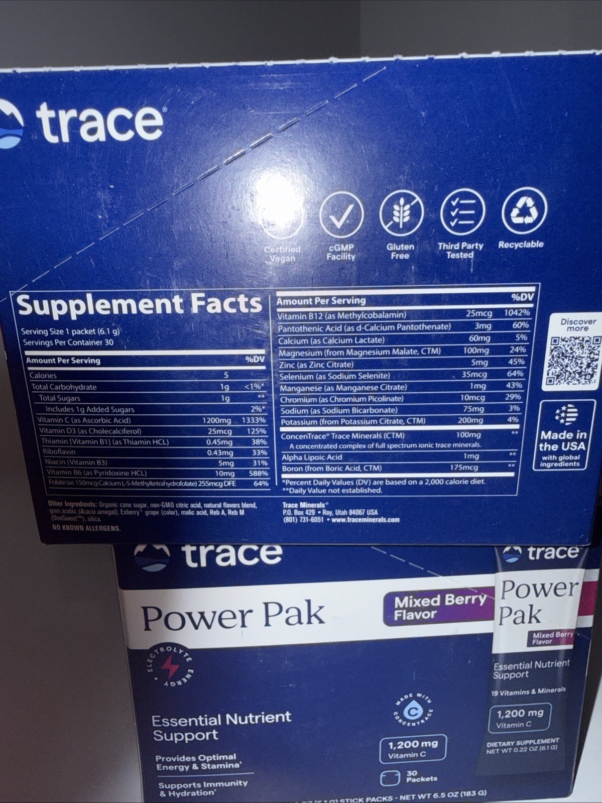 2 Trace Power Pak Mixed Berry 30 Exp2/27 Lot