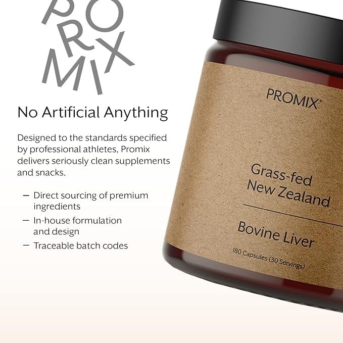 Promix Grass-Fed New Zealand Bovine Liver 180 Capsules Dietary Supplement