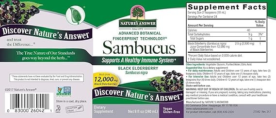 Nature s Answer Sambucus Original Flavor 12 000 mg 8 fl oz 240 ml Alcohol-Free