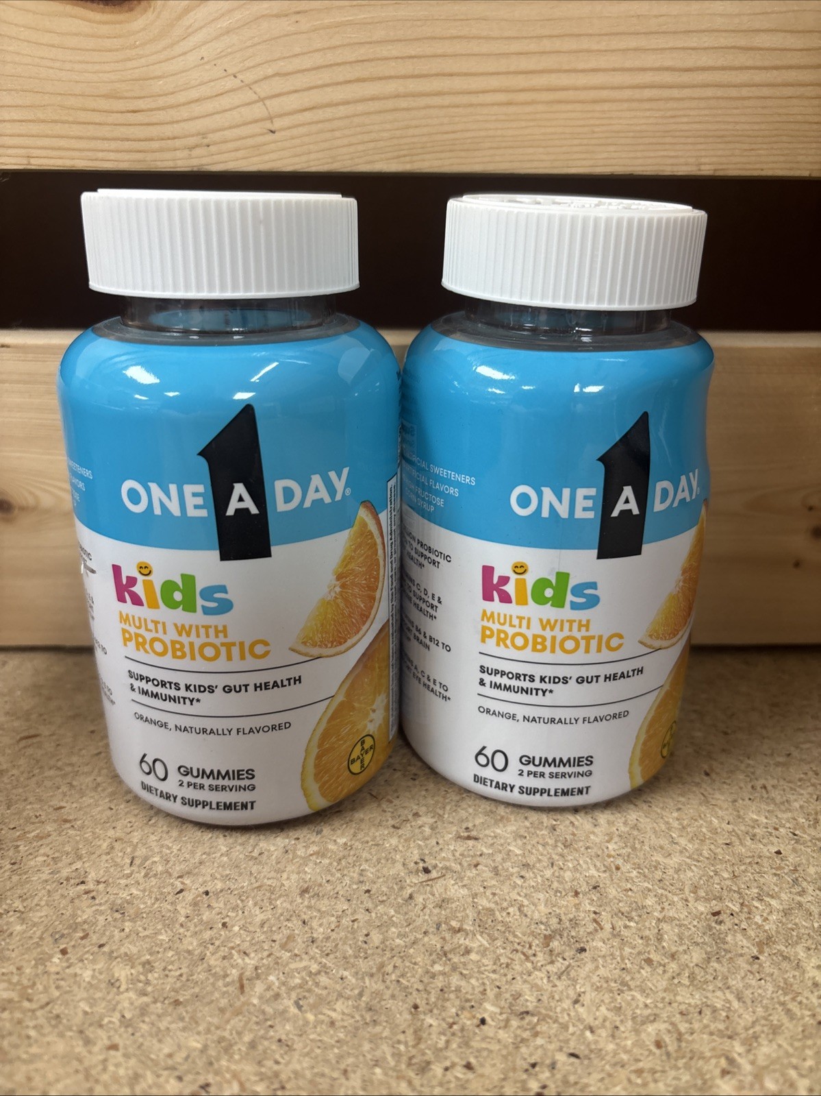 Lot of 2 One A Day Kids Multi With Probiotic Orange 60 Gummies Exp: 12/2026